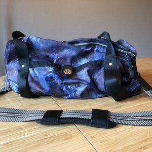 Lululemon Floral Duffel Bag with Rose Gold Hardware
